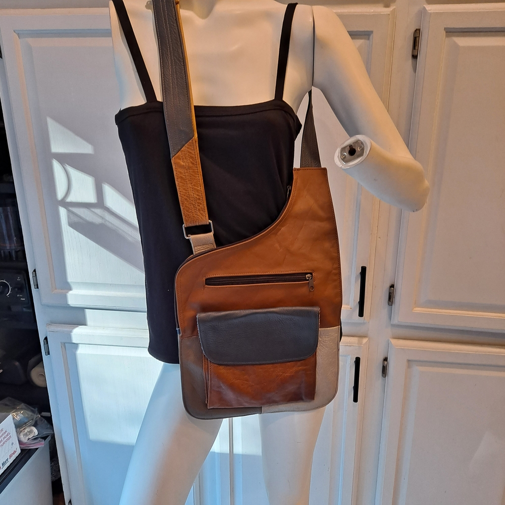 MEXICANA Tan and Gray Crossbody Bag